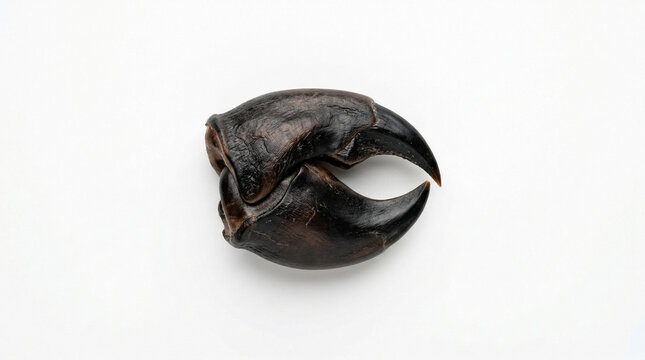 Fresh Octopus Beak Cross Section Portrait Overhead Macro White Background Studio Halal Seafood Photography