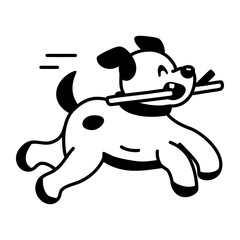 A glyph style icon showing dog stick    © Vectors Market