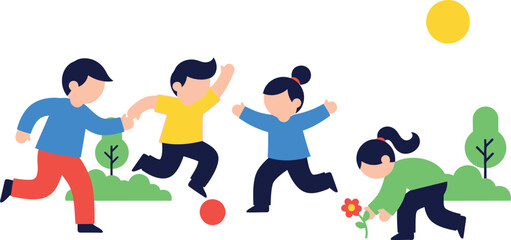 Fototapeta premium Children playing with a ball isolated on transparent background