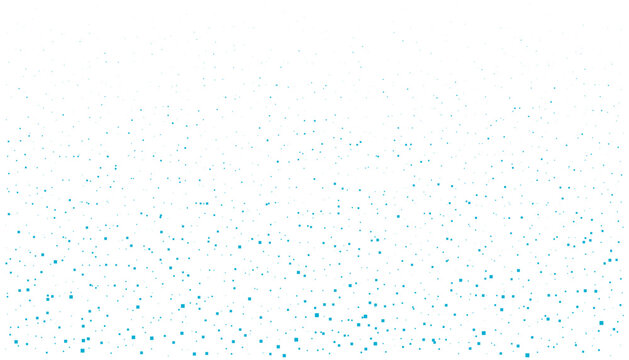Falling blue dots on transparent checkered background abstract background