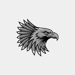 Fototapeta premium Aggressive Eagle Head Mascot Logo, Fierce Bird of Prey Emblem, Vector Art