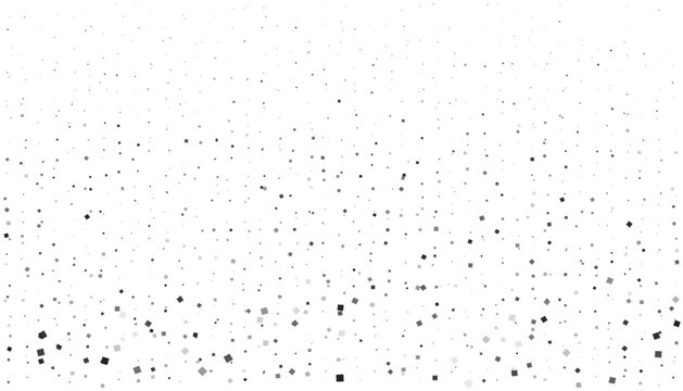 Small black and white square particles falling like snow on gray checkered backdrop for artistic composition