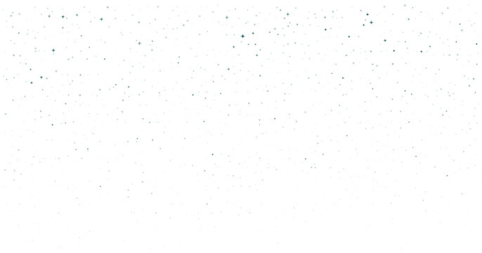 Small sparkling particles and tiny blue dots falling from top on a transparent background