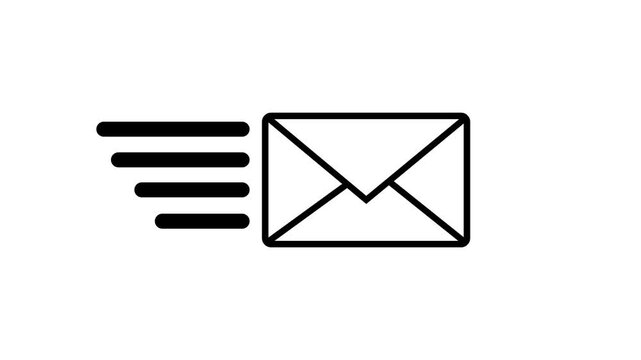 Secure Email Encryption Icon on white Background, A glowing digital envelope with a warning symbol highlights an email security 4k .