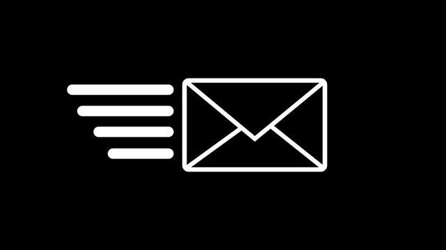 Secure Email Encryption Icon on black Background, A glowing digital envelope with a warning symbol highlights an email security 4k .