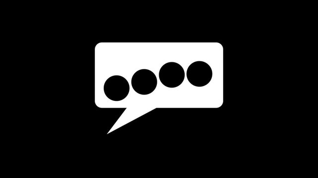 Chat bubble with three dots jumping black and white loading animation. Type dots outline 2D cartoon preloader, flat ui element 4K video loader motion graphic. Messenger waiting animated indicator gif.