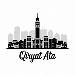 Obraz premium Qiryat Ata Israel Skyline Silhouette Vector – Northern Industrial Cityscape Illustration