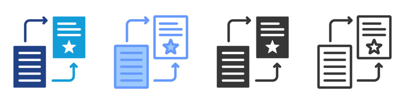 Text Summarization icon set multiple style collection