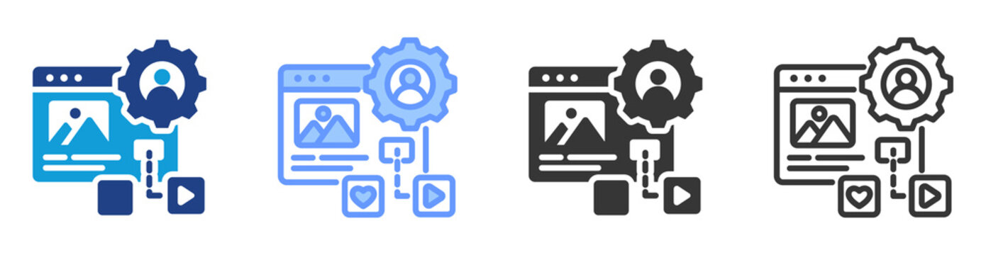 Content Personalization icon set multiple style collection