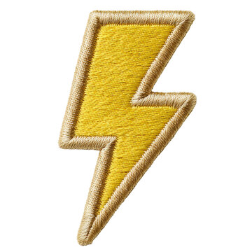 Golden embroidery patch shaped like lightning bolt energetic accessory