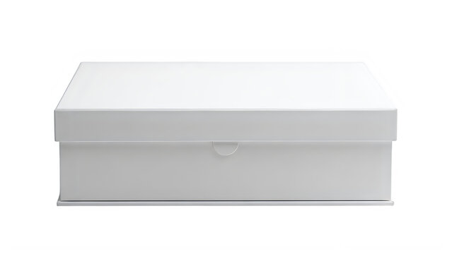 Clean white rectangular box with a simple hinge lid design isolated on transparent background