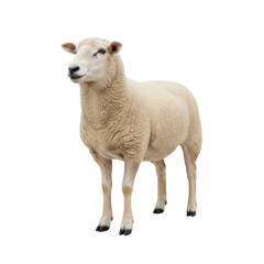 Fototapeta premium Full body view of a standing white sheep isolated on a transparent background