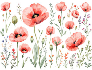 Fototapeta premium poppy flowers vector illustration