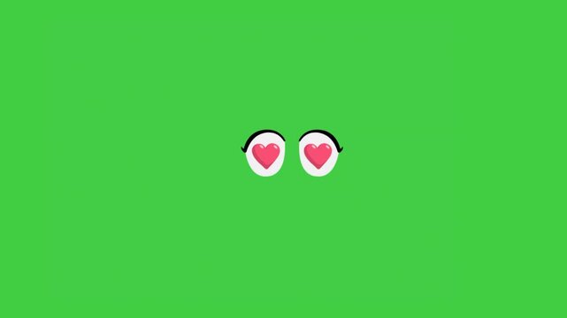 Cartoon eyes with love expression, hearts in eyes, falling in love animation
