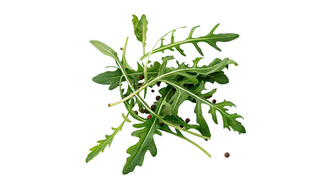 Fresh arugula leaves isolated on transparent background cut out