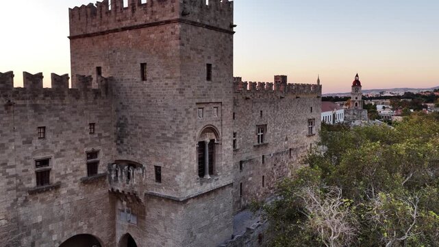 Grand Master Palace in Rodos at peaceful sunset