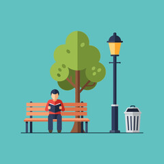 Obraz premium Man sitting on a park bench.