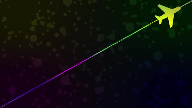 Airplane line path animation, air plane flight route with start point, Airplane Running on Dash Track with vr Background,with 4k video animation.