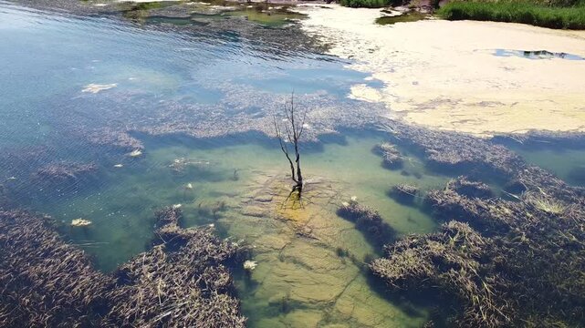 Abstract water patterns on Lake Salagou in Occitanie, France