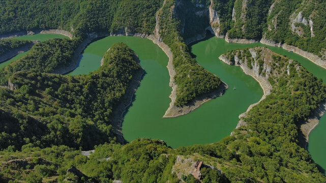Curved meanders in canyon of Uvac river Serbia