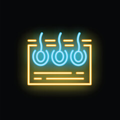 Obraz premium Neon icon of hair follicle glowing on dark background representing concept of hair care and hair loss treatment