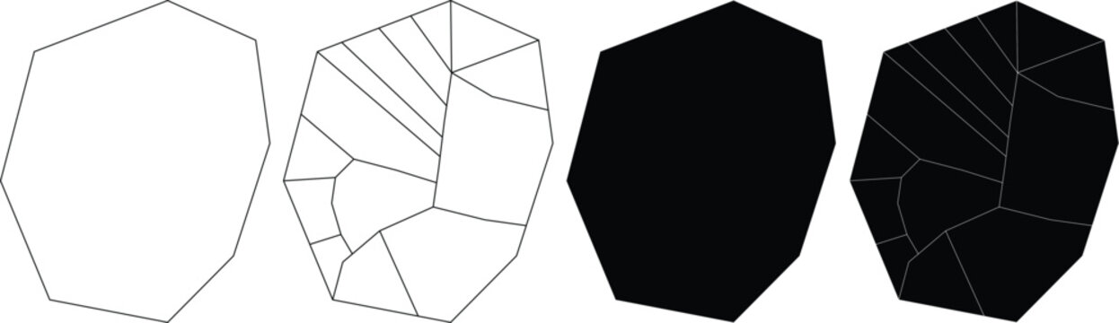 Four geometric shapes representing the map of nauru in outline and solid black styles