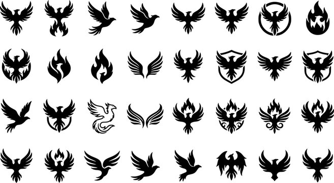 Elegant phoenix designs on gradient background for creative inspiration

