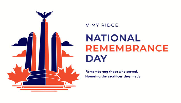 Vimy Ridge National Remembrance Day greetings in Canada vector