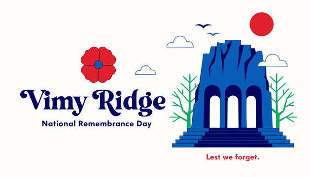 Vimy Ridge National Remembrance Day greetings in Canada vector