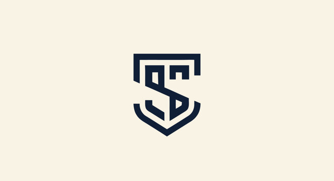 Elegant Shield Logo Featuring Initial Letters S and T.