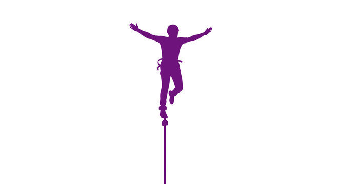 Acrobatic Stilt Walker With Arms Outstretched Silhouette