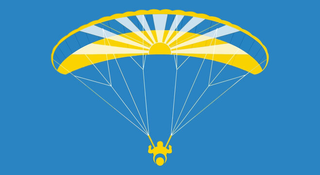 Abstract Paraglider Ascending With Sun Rays Illustration Minimalist Sky Adventure