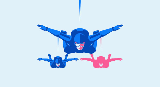 Adrenaline Rush Skydiving Adventure Fun Freedom Bold Illustration