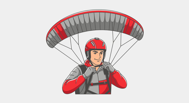 Adventurous Paraglider Prepares For An Exciting Skydiving Journey