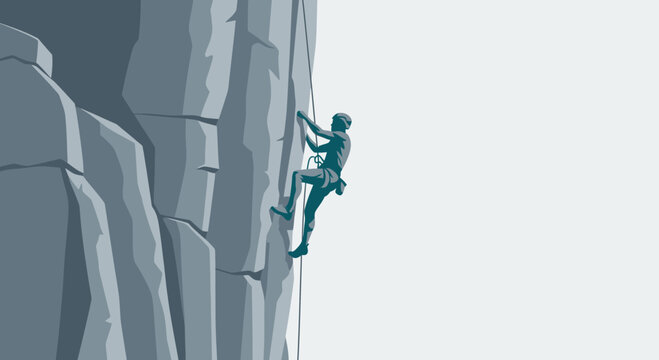 Agile Climber Ascending Rocky Vertical Ascent Solo Adventure