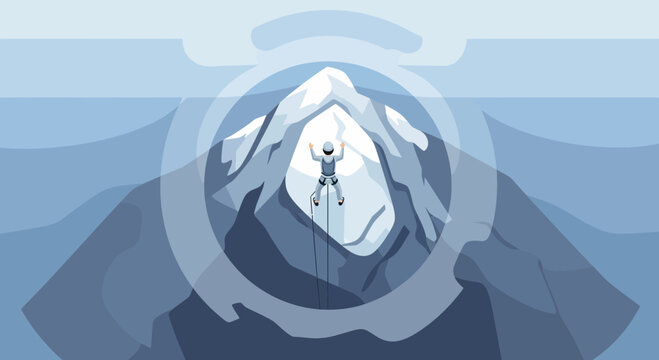 Alpine Ascendant Conqueror Reaching Peak Summit Victory