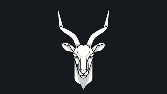 Elegant Antelope Head Silhouette Against Dark Background, Artistic Illustration.