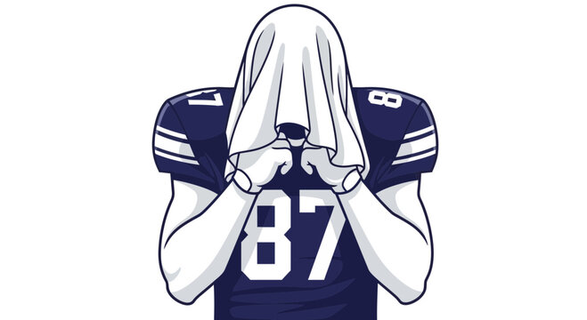 Athlete Hiding Face Under Jersey Emblematic of Disappointment and Defeat