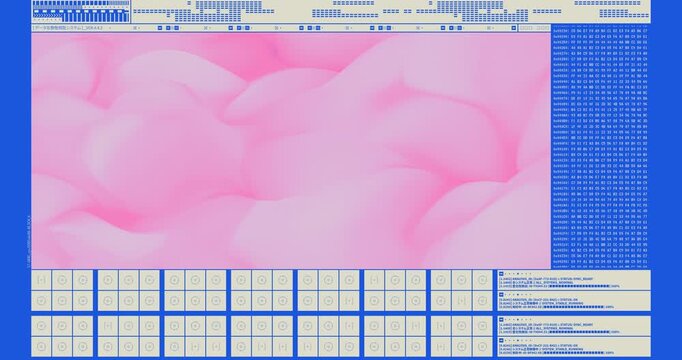 Cyberpunk HUD Interface with Abstract Fluid Liquid Motion Background