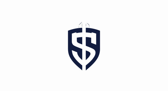 Elegant Shield Logo with Initial Letters S and T, Modern Design.