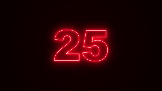 30 Second Countdown Neon blue Light Animation in 4K. Neon countdown timer from 30 to 0 seconds on black Solid Background. Neon Circle countdown timer animation from 30 to 0 second animation.