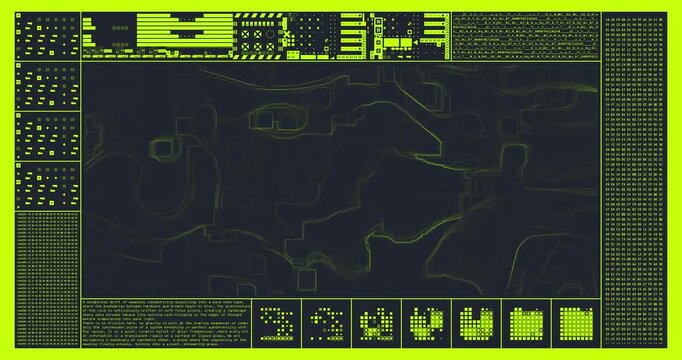 Cyberpunk HUD Interface with Abstract Fluid Liquid Motion Background