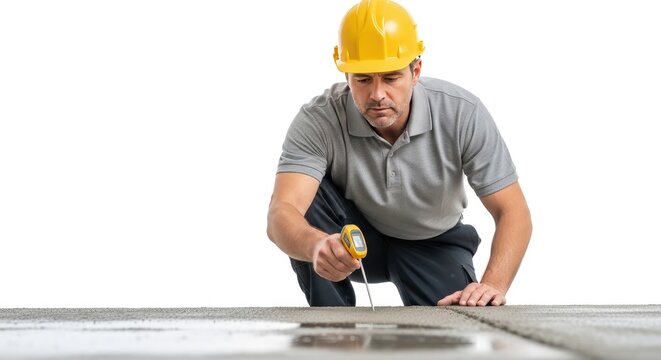 Inspector testing fresh concrete with digital temperature probe