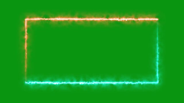 Fiery rectangle border animation glowing with dynamic motion on black background