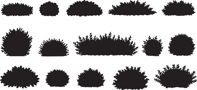 Collection of various bush and shrub silhouettes for design and icon use