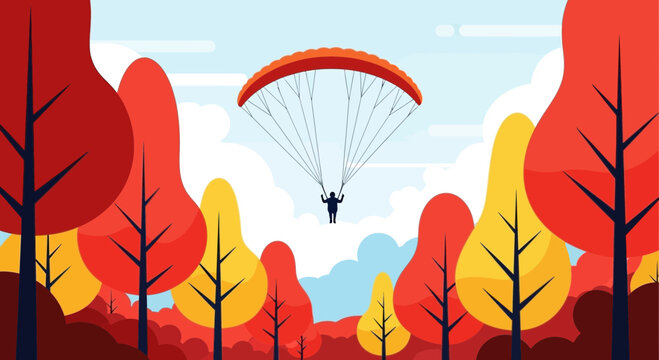 Autumn Paraglider Soars Above Vibrant Foliage