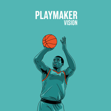 Basketball Player Executing a Precise Playmaker Vision Shot Action