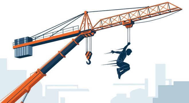 Bold Construction Crane Suspends Dynamic Silhouette Mid-Air