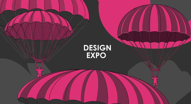 Bold Parachutes Descend Towards Design Expo Event
