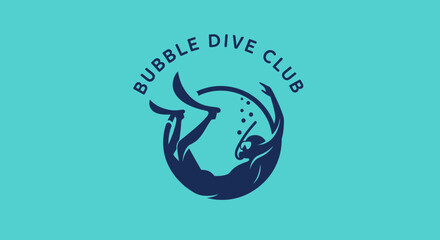 Fototapeta premium Bubble Dive Club Logo Design Nautical Adventure Sport